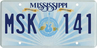 MS license plate MSK141