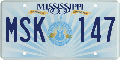 MS license plate MSK147