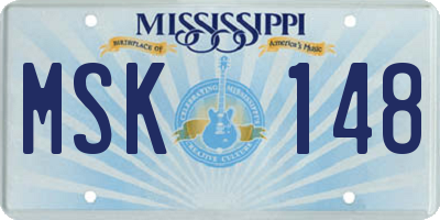 MS license plate MSK148