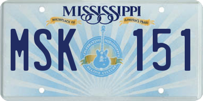 MS license plate MSK151