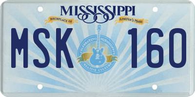 MS license plate MSK160