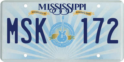 MS license plate MSK172
