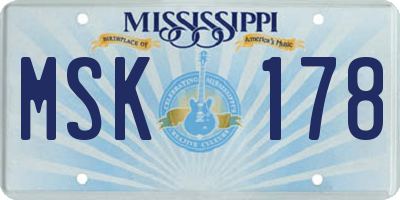 MS license plate MSK178