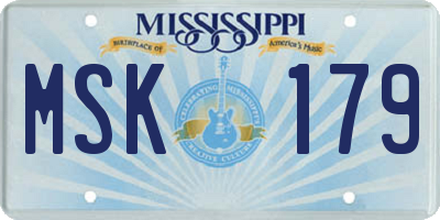 MS license plate MSK179