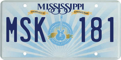 MS license plate MSK181