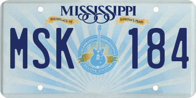 MS license plate MSK184