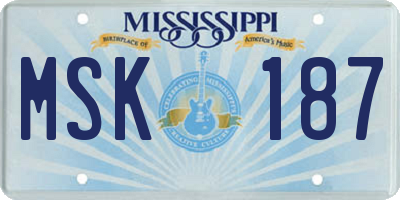 MS license plate MSK187