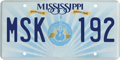 MS license plate MSK192