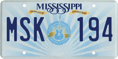 MS license plate MSK194
