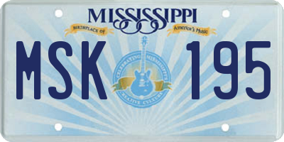 MS license plate MSK195