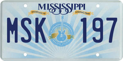 MS license plate MSK197