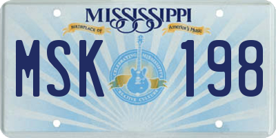MS license plate MSK198