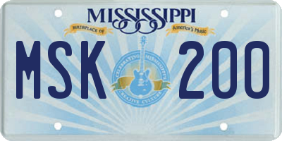 MS license plate MSK200