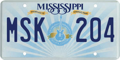 MS license plate MSK204