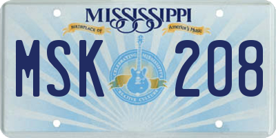 MS license plate MSK208