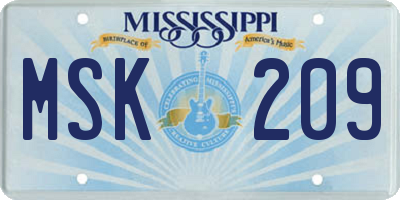 MS license plate MSK209