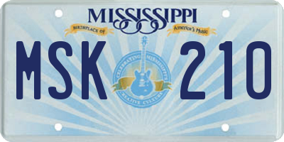 MS license plate MSK210