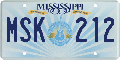 MS license plate MSK212