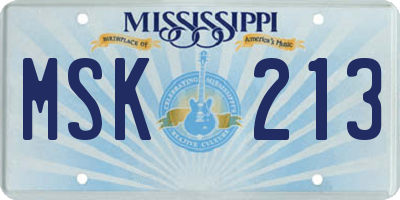 MS license plate MSK213