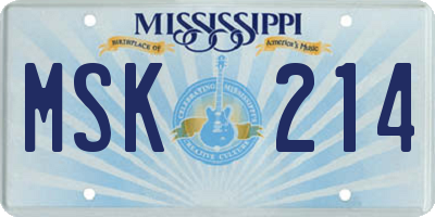 MS license plate MSK214
