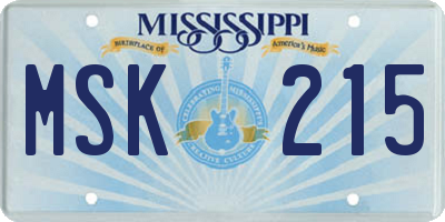 MS license plate MSK215