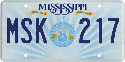 MS license plate MSK217