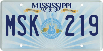 MS license plate MSK219
