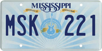 MS license plate MSK221