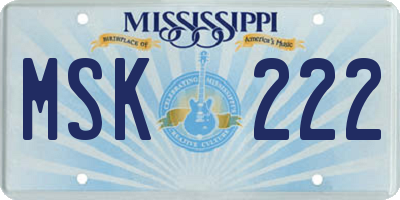 MS license plate MSK222