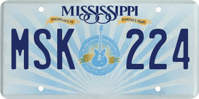 MS license plate MSK224