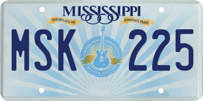 MS license plate MSK225