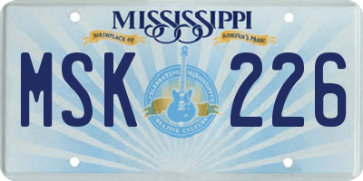 MS license plate MSK226