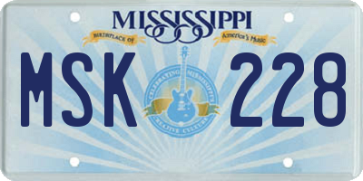 MS license plate MSK228