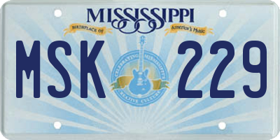 MS license plate MSK229