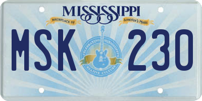 MS license plate MSK230