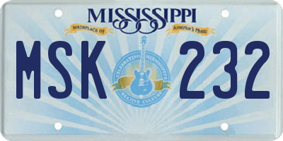 MS license plate MSK232