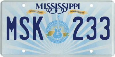 MS license plate MSK233