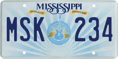 MS license plate MSK234