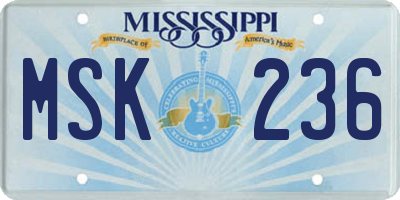 MS license plate MSK236