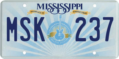 MS license plate MSK237