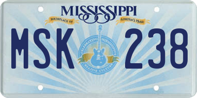 MS license plate MSK238