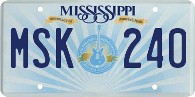 MS license plate MSK240