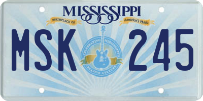 MS license plate MSK245