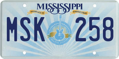 MS license plate MSK258