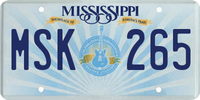 MS license plate MSK265