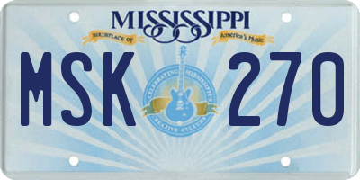 MS license plate MSK270