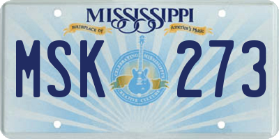 MS license plate MSK273