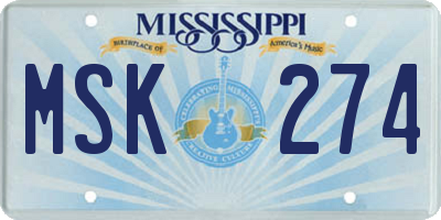 MS license plate MSK274