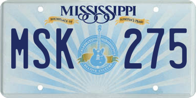 MS license plate MSK275
