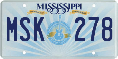MS license plate MSK278